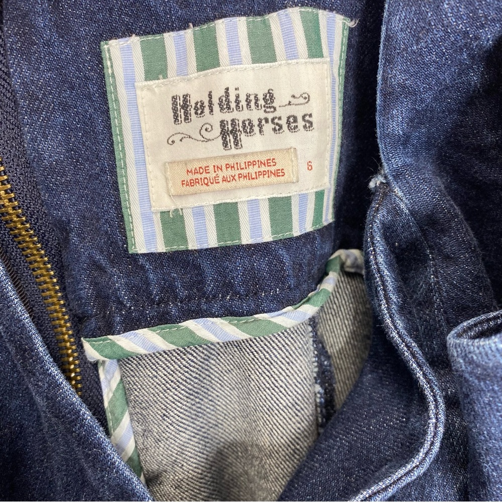 Anthropologie Dark Indigo Blue Denim Midi Dress - Picture 12 of 12